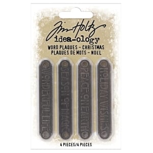 Tim Holtz ideaology Metal Word Plaques 4/Pkg - Christmas