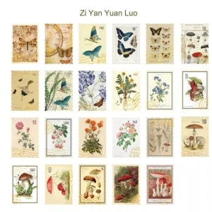 Journal Ephemera Stickers - Floral Stamps (46 pcs)