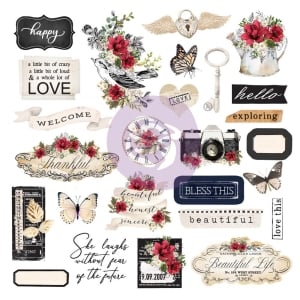 Prima Magnolia Rouge Cardstock Ephemera 52/Pkg