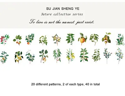 Clear PET Nature Stickers (40 pcs) - Mini Plant Trees