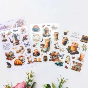 PET Clear Stickers (3 sheets) – A cup of coffee time series (WX-SK-3)