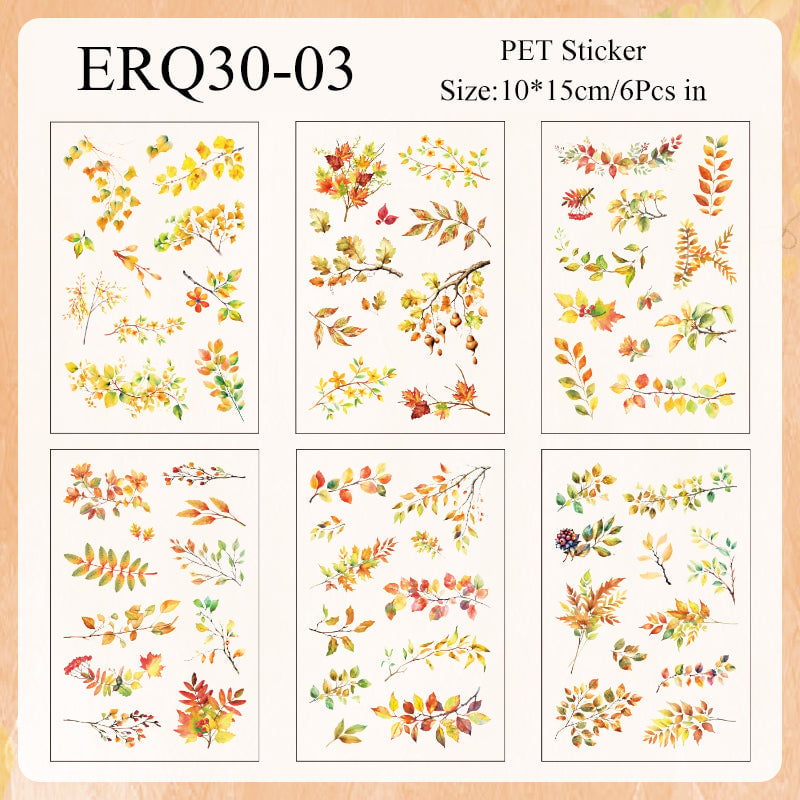 PET Clear Stickers (6 sheets) – Maple Autumn (SYMJ) pet clearSticker 6sheets Maple Autumn PET Clear Stickers (6 sheets) – Maple Autumn (SYMJ)