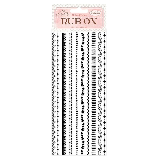 Stamperia Rub-On 4"X8.5" - Create Happiness - Border Black