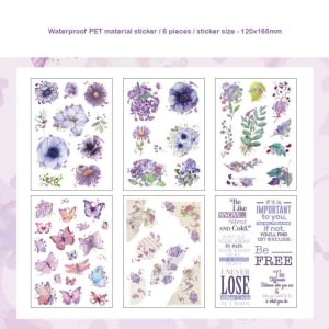 Journal Ephemera Clear PET Sticker Pack (6 sheets) – Purple Flower Dance (HDLY)