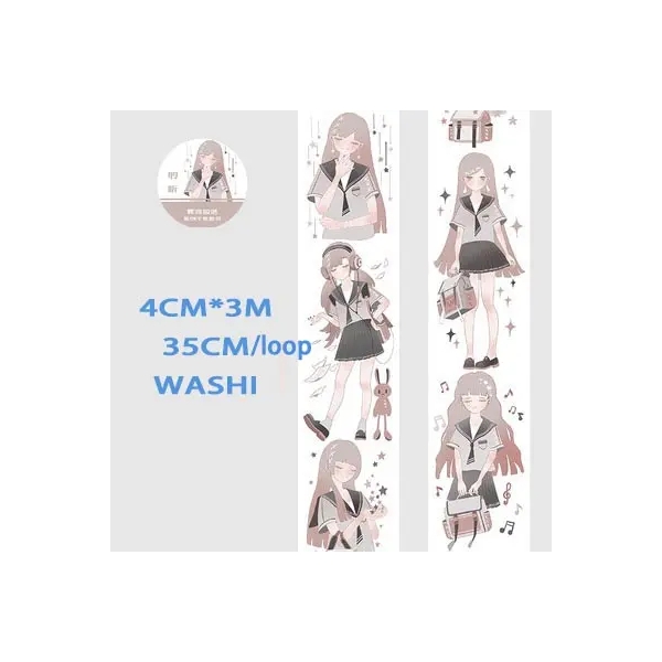 Washi Tape - Anime Girls (1.5 inches by 3 metres) (ASR-15)