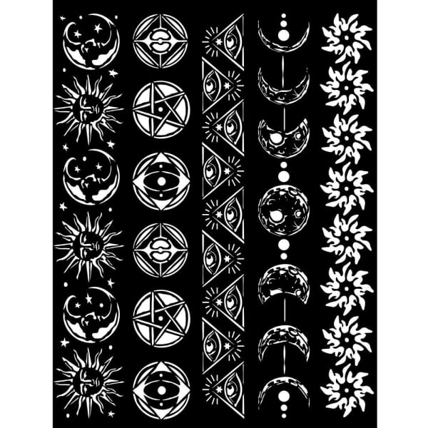 Stamperia Stencil 20 by 25 cm - Symbols and Borders, Alchemy
