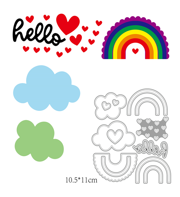 Steel Cutting Dies - Mini Rainbows and Clouds (Set of 10 dies)