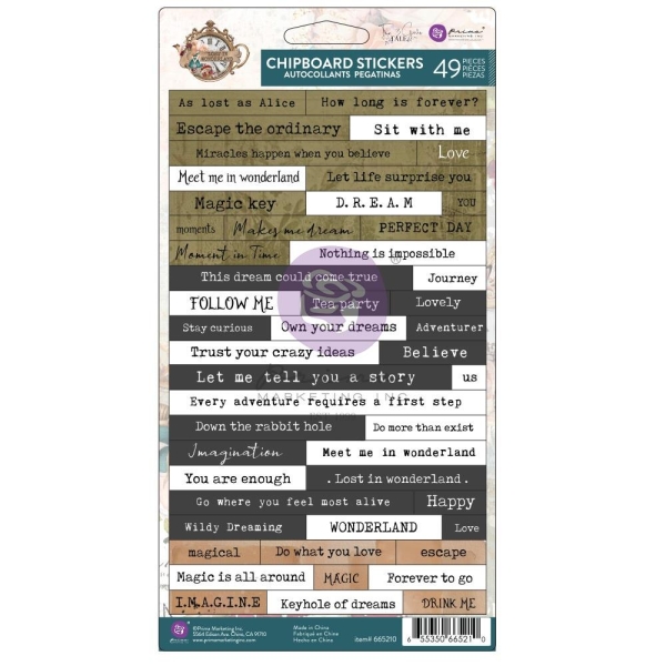 Prima Lost in Wonderland Chipboard Stickers 49/Pkg