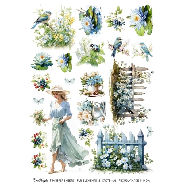 CrafTangles A4 Transfer It Sheets - Floral Elements 18