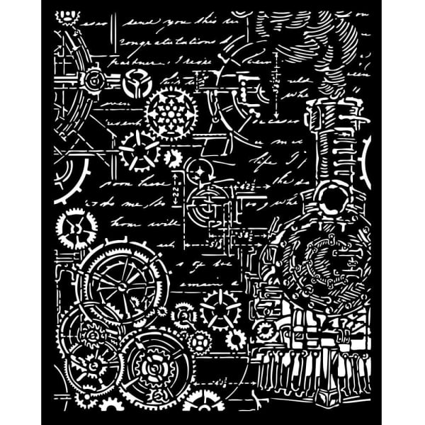 Stamperia Stencil 20 by 25 cm - Sir Vagabond In Fantasy World Gears