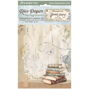 Stamperia Assorted Rice Paper Backgrounds A6 8/Sheets - Create Happiness Secret Diary