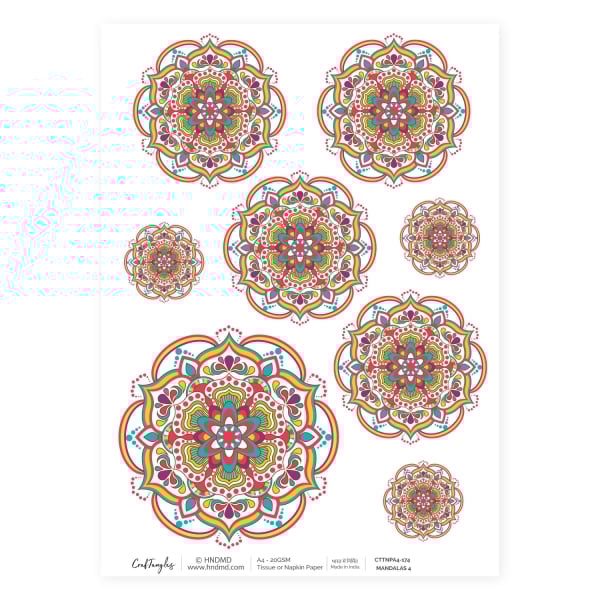 CrafTangles Decoupage Napkin / Tissue / Collage Paper - Mandalas 4