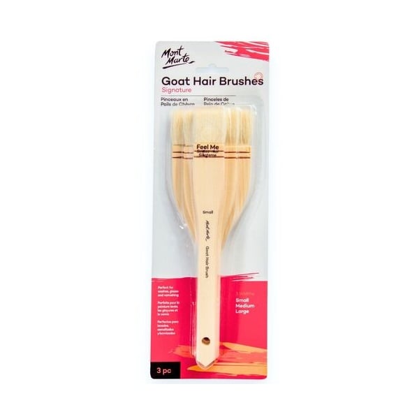 Mont Marte Goat Hair Brushes (Set of 3 brushes)