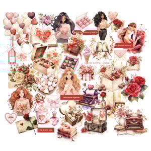 CrafTangles Precut Journal Stickers - Sweet Love 2 (Pack of 42 stickers)