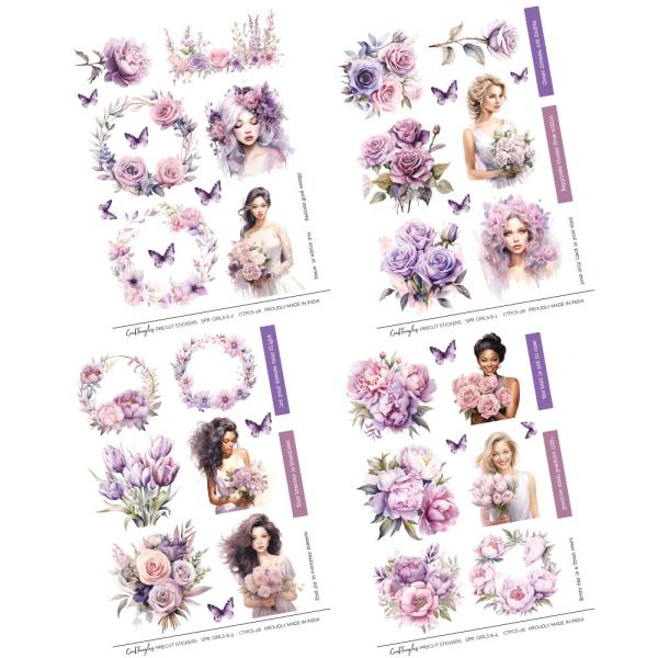 CrafTangles Precut Journal Stickers - Spring Girls 6 (Pack of 48 stickers) - Image 3