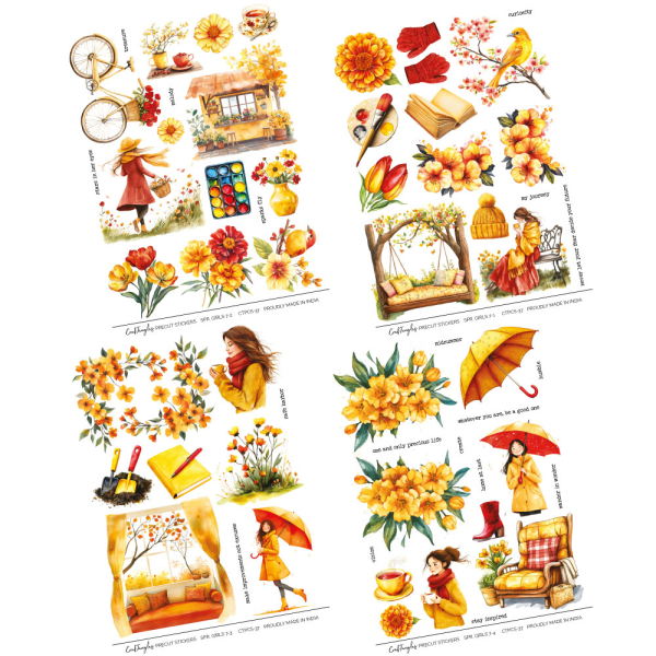 CrafTangles Precut Journal Stickers - Spring Girls 7 (Pack of 60 stickers) - Image 3