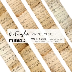 CrafTangles Journal Sticker Rolls (Pack of 5 designs) - Vintage Music 1