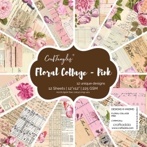 CrafTangles Scrapbook Paper Pack - Floral Collage - Pink (12"x12")