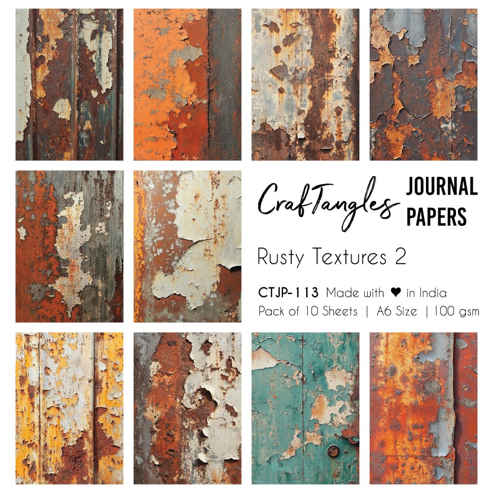 CrafTangles Journal Papers (A6 pack of 10 sheets) - Rusty Textures 2 CTJP 113 Rusty Textures 2 Craftangles journal paper CrafTangles Journal Papers (A6 pack of 10 sheets) - Rusty Textures 2